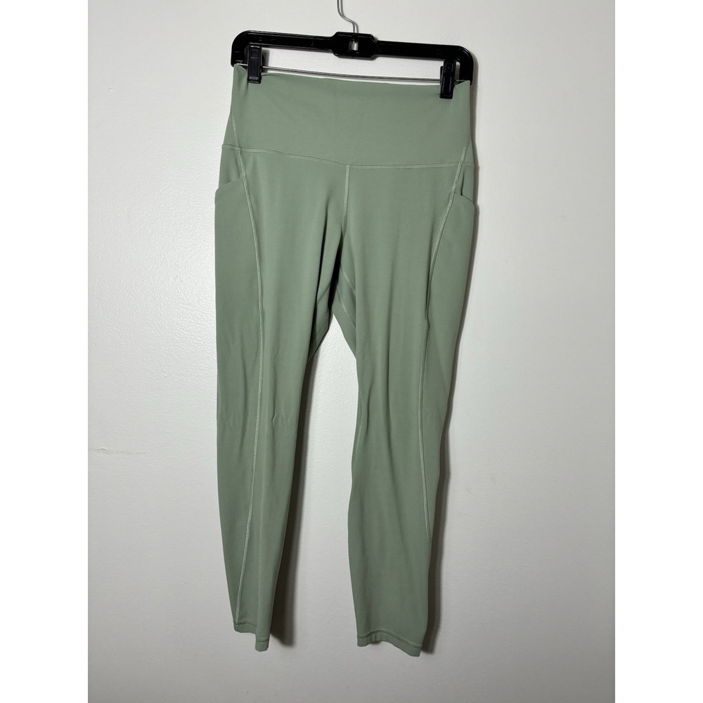 Lululemon Align Cropped Leggings Sz 10 Green Pockets Square Dot Athletic